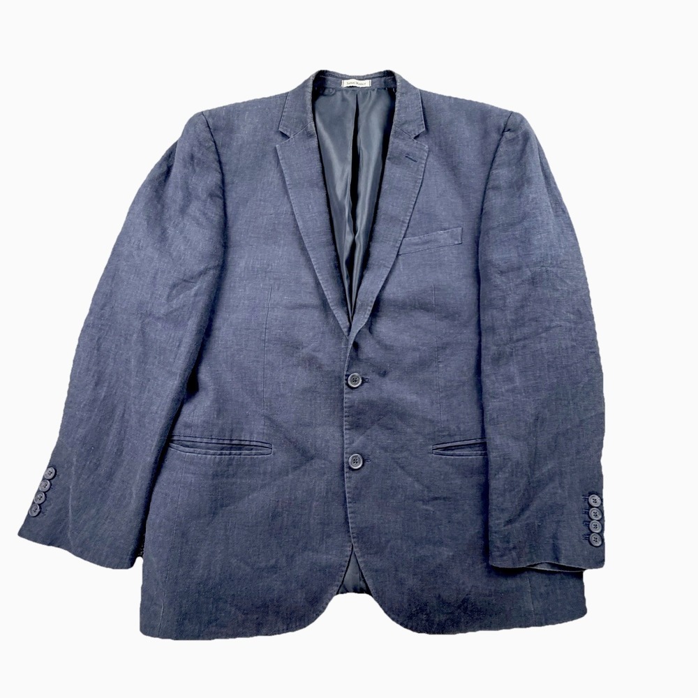 Samuel Windsor Linen Blazer 42R Blue Double Vent‎ Tailored Jacket